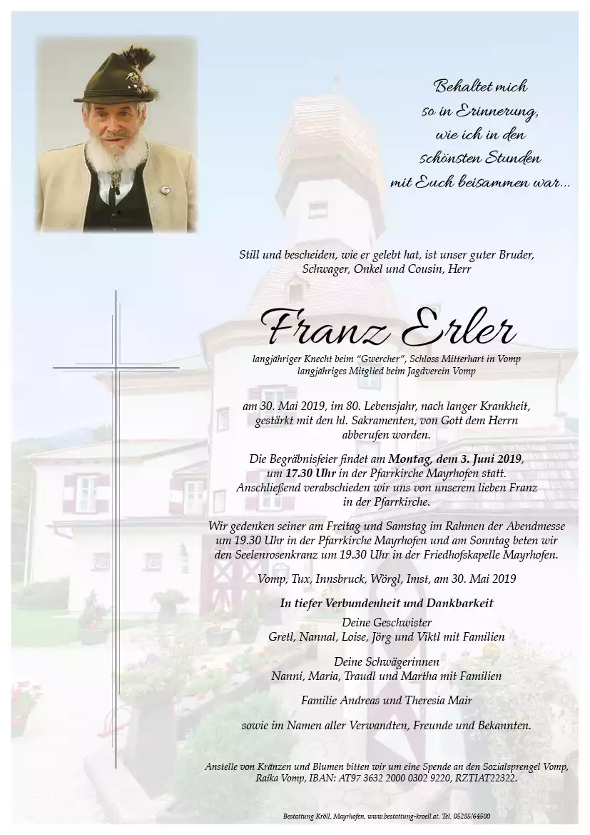 Parte von Franz Erler